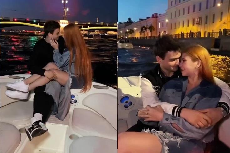 Помолвленные Трусова и Игнатов совершают в Питере романтические поездки на катере по Неве